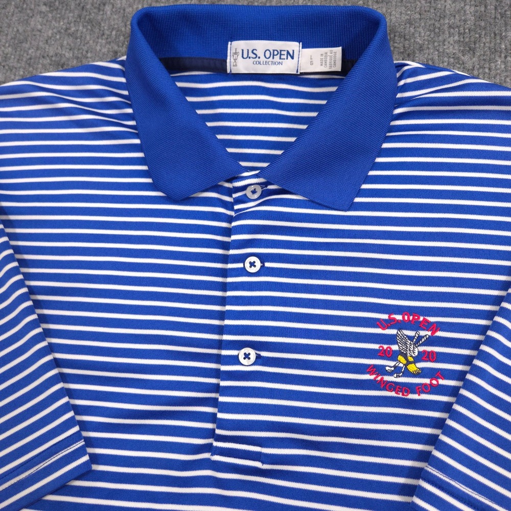 Ralph Lauren U.S. Open Collection Winged Foot Polo Mens L Blue Performance RARE